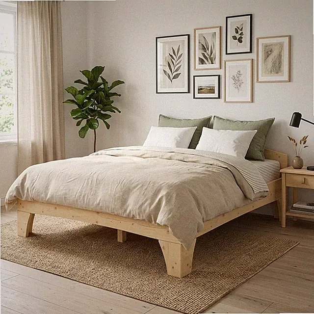Daybett Bett Doppelbett TUGA-Holztech metallfreies unbehandeltes Natur Holzbett
