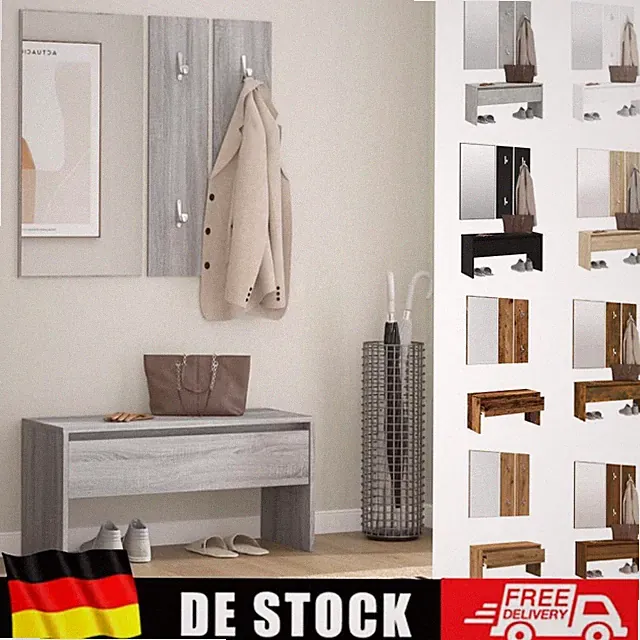 DE Garderobenset Flurgarderobe Garderobe Wandgarderobe Spiegel Flurbank 9 Farbe