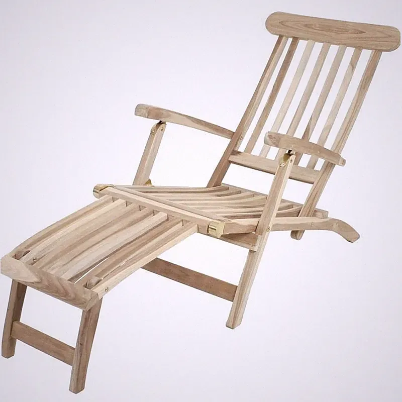 Deckchair 150x60x81/96 cm 3-fach verstellbar Teakholz unbehandelt Liegestuhl