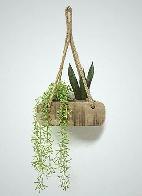 Deko Hängeregal - 28 cm / 1er - zum Hängen Ziegel Form Vintage Holz Küchen Regal