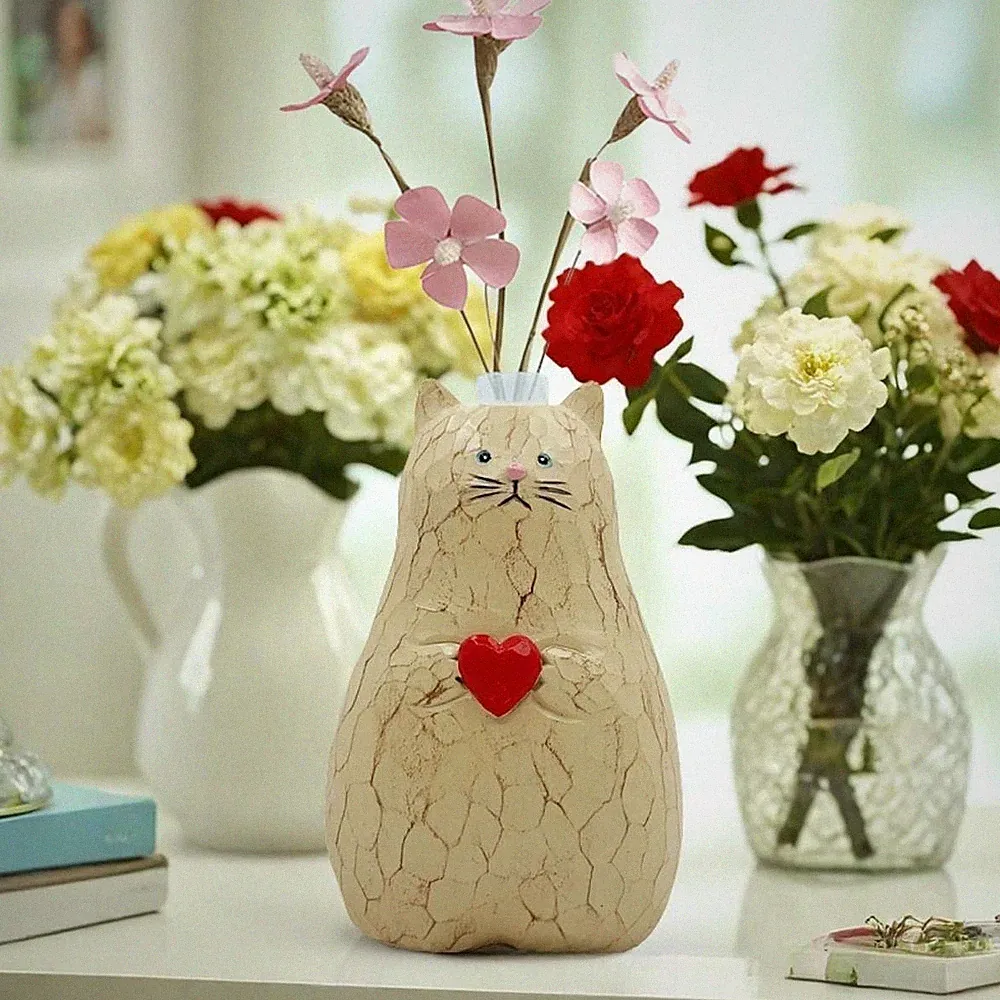 Dekorative Katzenförmige Vase, Schreibtischvase, Blumenarrangement für Möbel