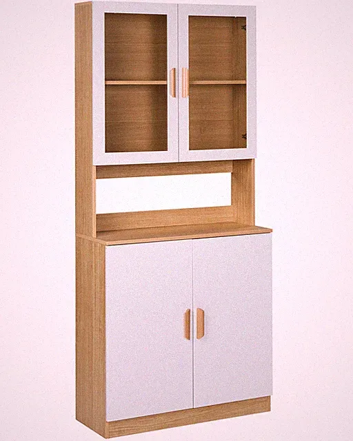 Dekorativer Schrank mit Stauraum und Glasvitrine Weiß Cygnet