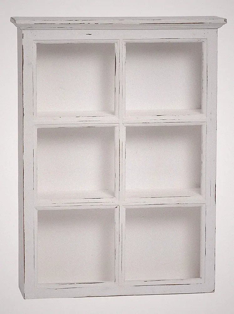 dekoratives praktisches Landhaus-Stil Regal mit 6 Fächern Holz shabby weiß