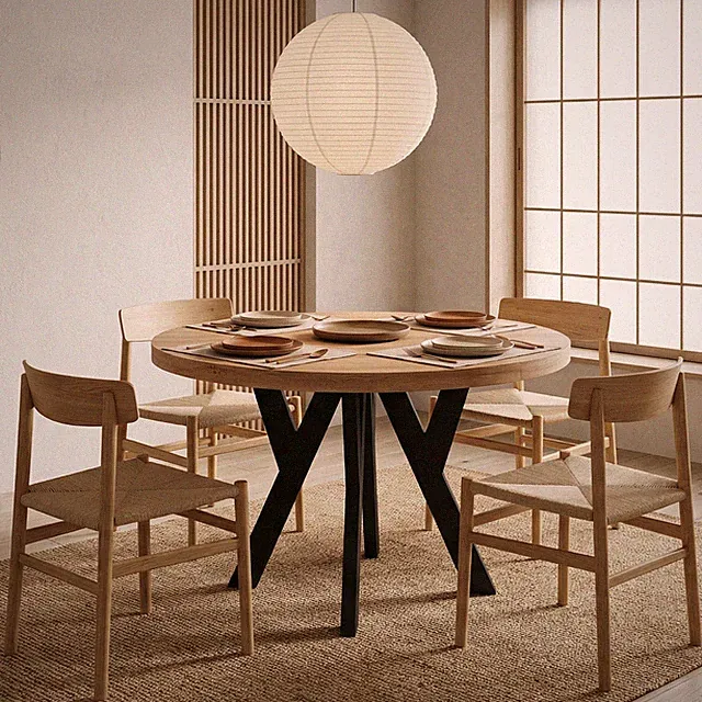DEKORI Runder Ausziehbarer Tisch für Esszimmer, PERO, Loft-Stil, Skandinavische
