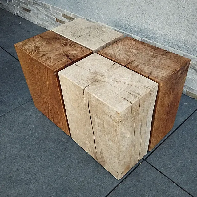 Dekosäule Eiche Planzenhocker Holzblock Beistelltisch Blumenständer 16x26x33cm