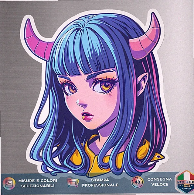 DEMON Girl Aufkleber Bunt • Vinyl Sticker für Auto Motorrad Laptop Manga Anime