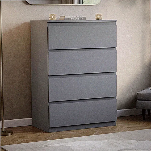 Denver Aufbewahrungsschrank mit 4 Schubladen - graue Holzkommode, einfache Montage & minimales Design