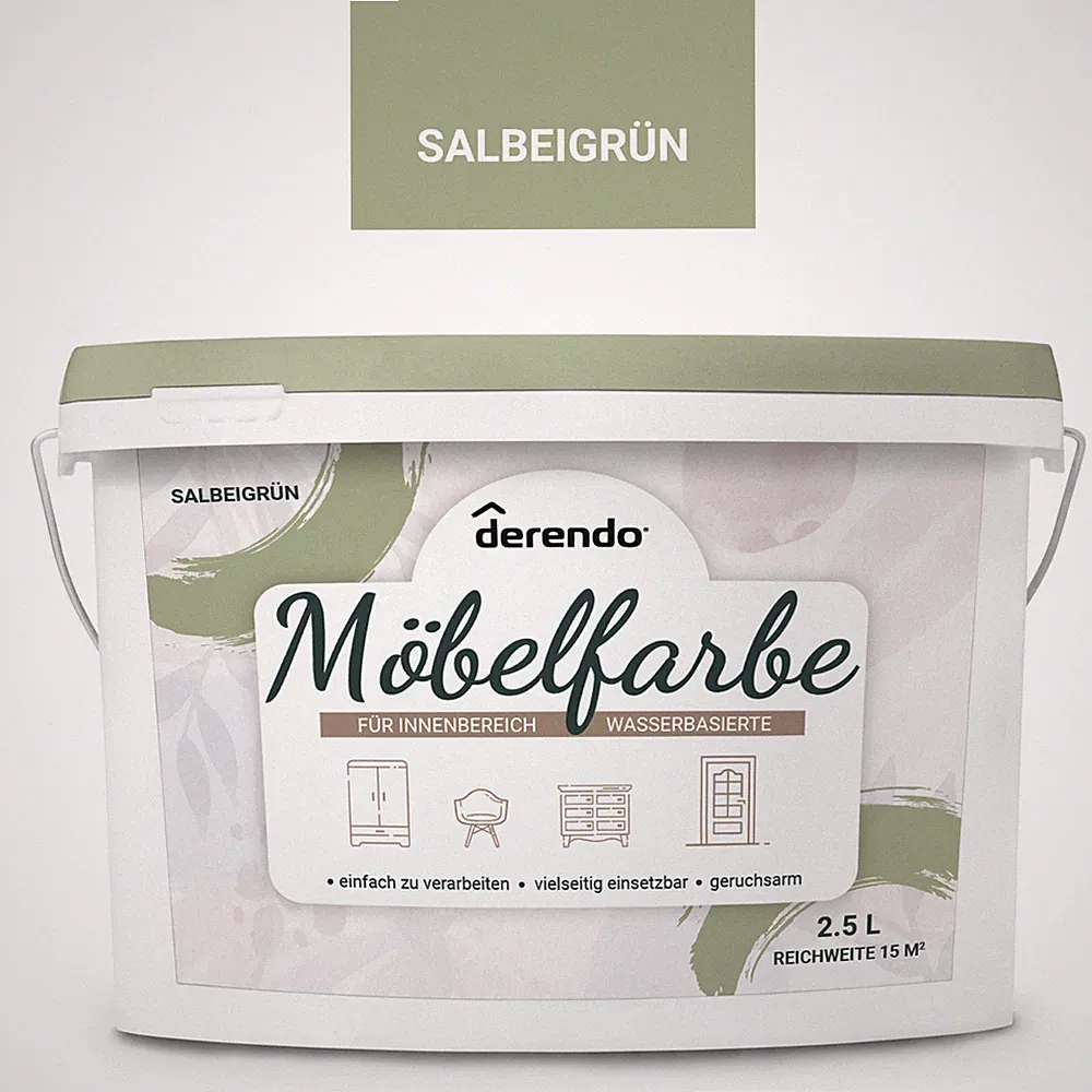 derendo Möbelfarbe Holzfarbe für Innen – Ohne Schleifen - für Möbel 2,5l