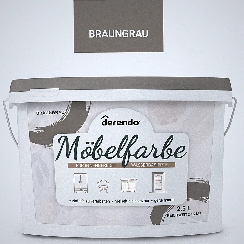 derendo Möbelfarbe Holzfarbe für Innen – Ohne Schleifen - für Möbel 2,5l