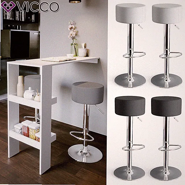 Design Barhocker Schminkhocker stufenlos höhenverstellbar Drehstuhl Hocker Vicco