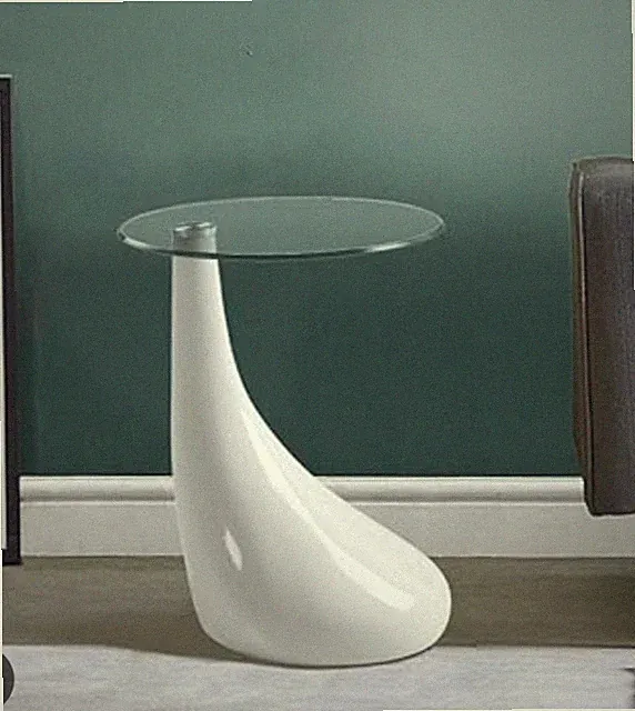 Design Beistelltisch Mid Century Style, Glasplatte