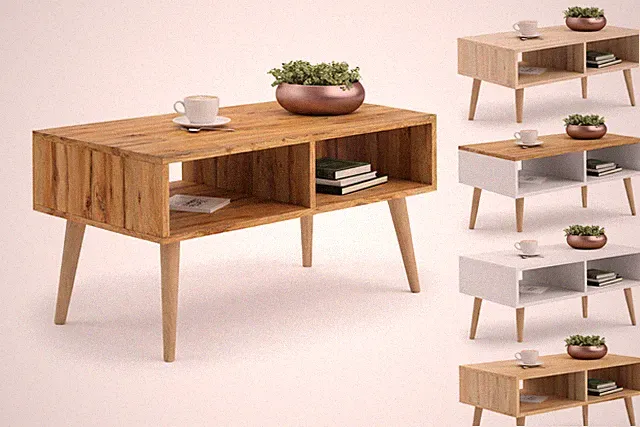 Design Couchtisch Beistelltisch Zeitungstisch Sofatisch Skandinavisch weiß Holz