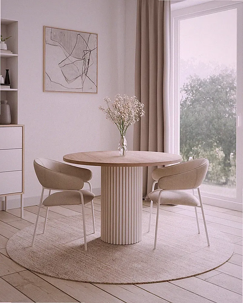 Design Esstisch LOOP Ø100 cm Rundtisch Wohnzimmer CASHMERE / HIKORA