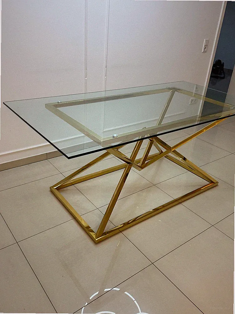 Design Esszimmertisch Daimond Glas Gold