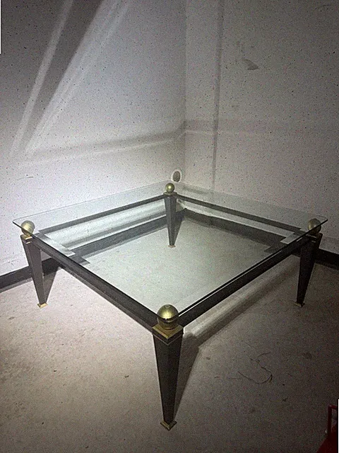 Design Glas-Couchtisch - Vintage Stil - 1m x 1m