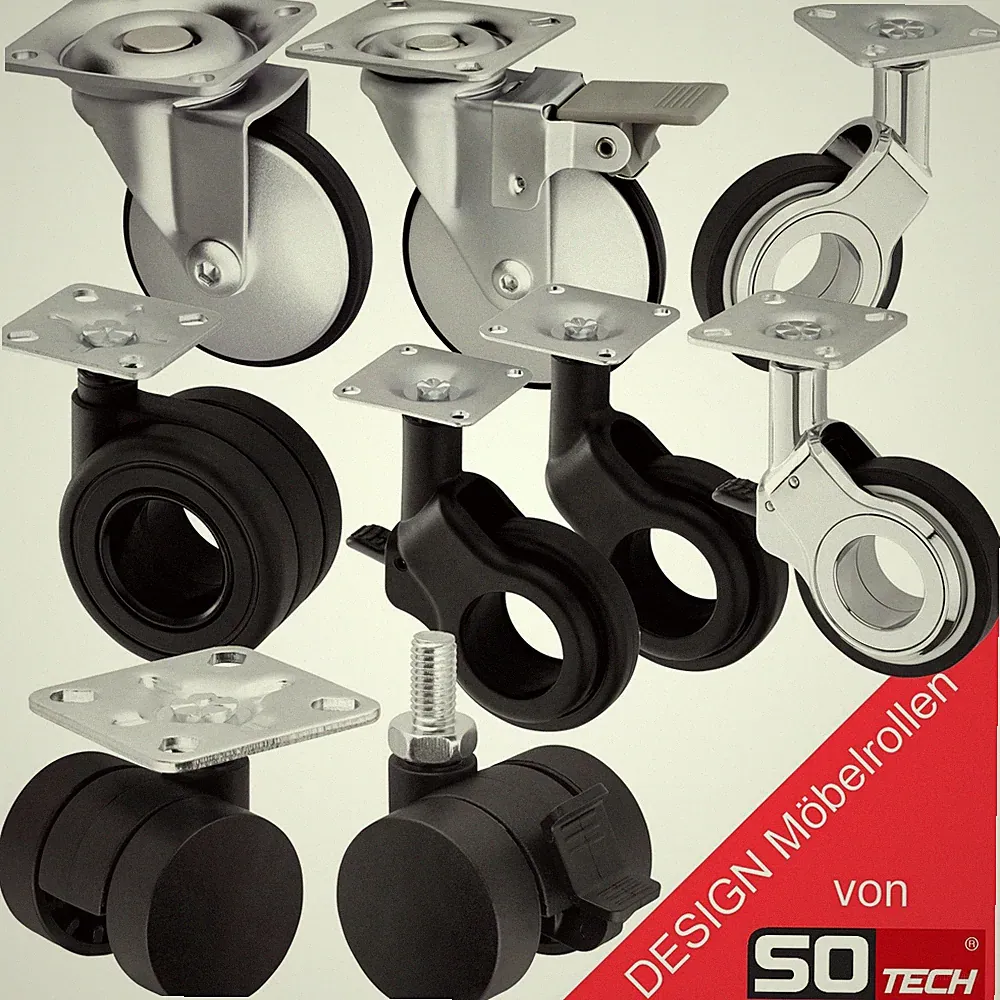 Design Möbelrolle Lenkrolle Transportrolle Ø 35 - 75 mm / 30 - 65 kg von SOTECH