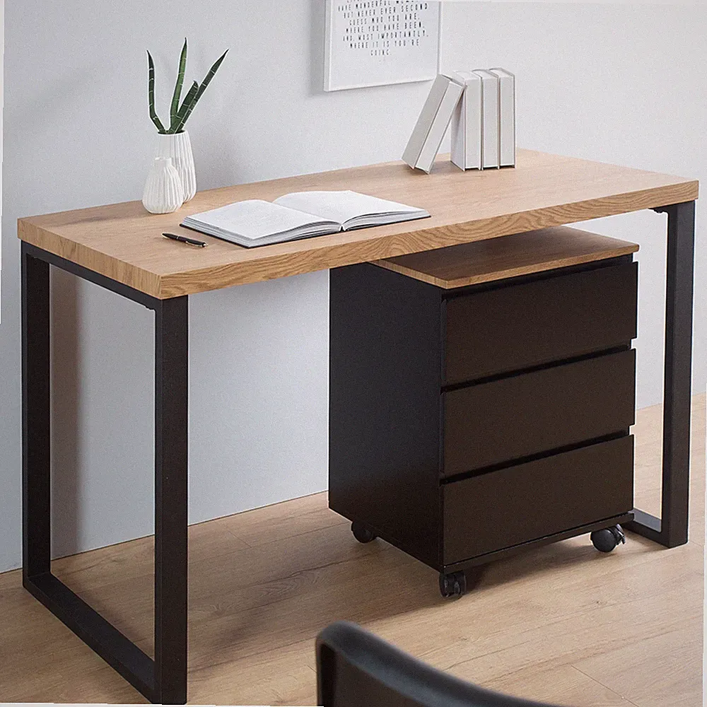 Design Schreibtisch OAK DESK 120cm Eiche Vintage Metallgestell Bürotisch Konsole