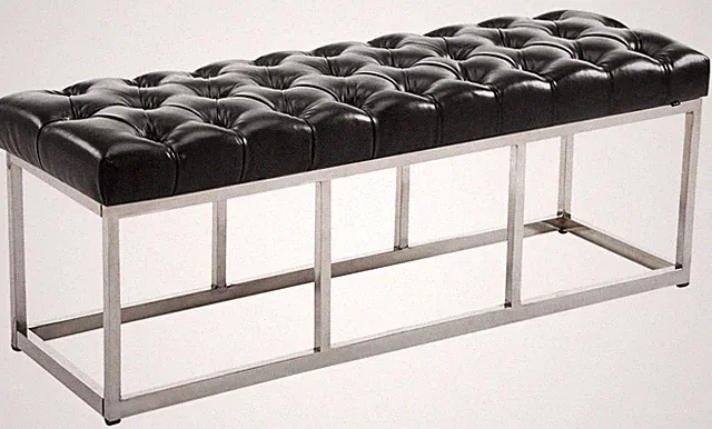 Design Sitzbank Amun Kunstleder E Polsterbank Wartebank Sitzhocker Edelstahl