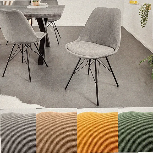 Design Stuhl SCANDINAVIA MEISTERSTÜCK FARBWAHL Cord schwarz Metall-Gestell