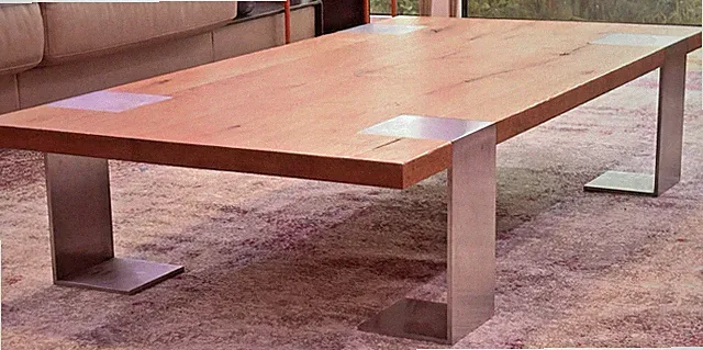 Design Wohnzimmertisch -Beistelltisch - Couchtisch-Eiche und Edelstahl gebürstet