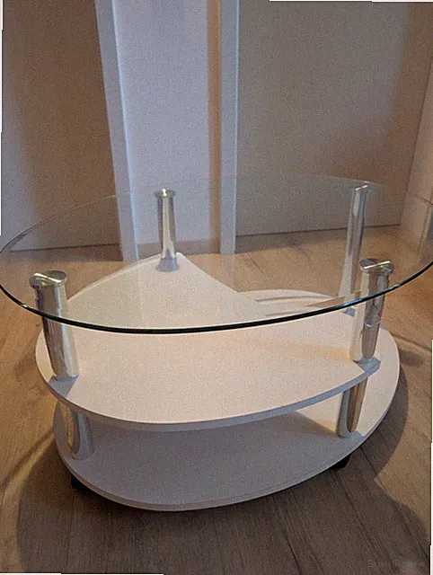 Designer - Couchtisch - Beistelltisch - Wohnzimmertisch - Weiß - Glassplatte