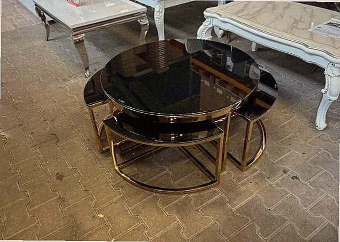 Designer Couchtisch Gold Ø90 5er-Set