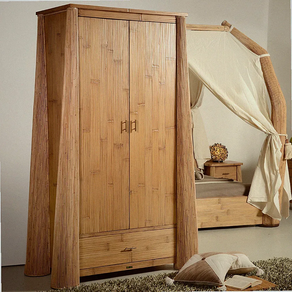 Designer Kleiderschrank Toraja Asia Bambus Rattan Garderobe Schrank Asiatisch