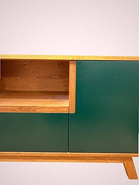 Designer Sideboard, Einzelstück (Eiche, Moos-Grün) 140 x 65 x 46
