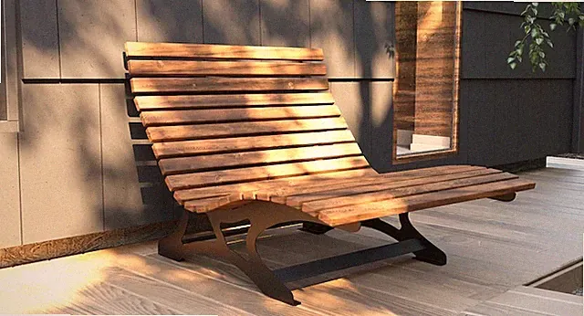 Designer Sonnenliege Holz & Stahl – Moderne Gartenliege / Waldsofa Himmelsliege