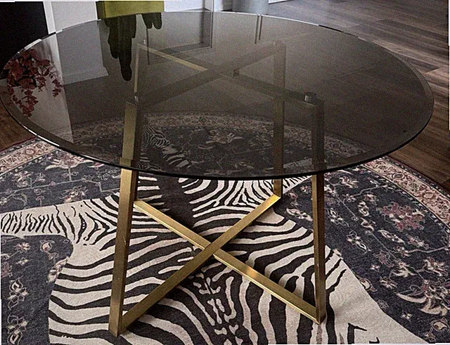 Designer Tisch, rund, Esstisch 120 cm Rauchglas, verchromt, Rauchglas, neu 600€