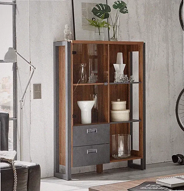 Detroit Highboard Kommode Anrichte stirling Oak Schiefer 90cm