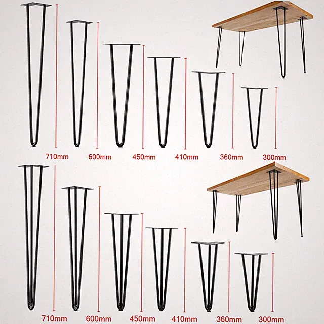 Deuline® 4x Hairpin Legs Hairpins Tischkufen Haarnadelbeine DIY Tischbeine Stahl