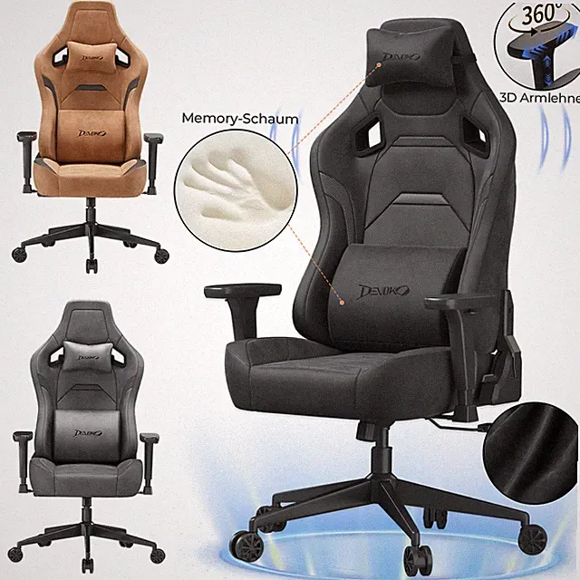 DEVOKO Gaming Stuhl 200kg Memory-Schaum 3D Armlehnen Klasse 4 LANT 19-Rohr new