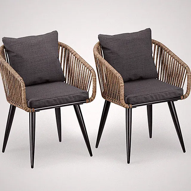 di volio Gartenstuhl NEMI 2er Set Polyrattan Rattan Stühle outdoor wetterfest