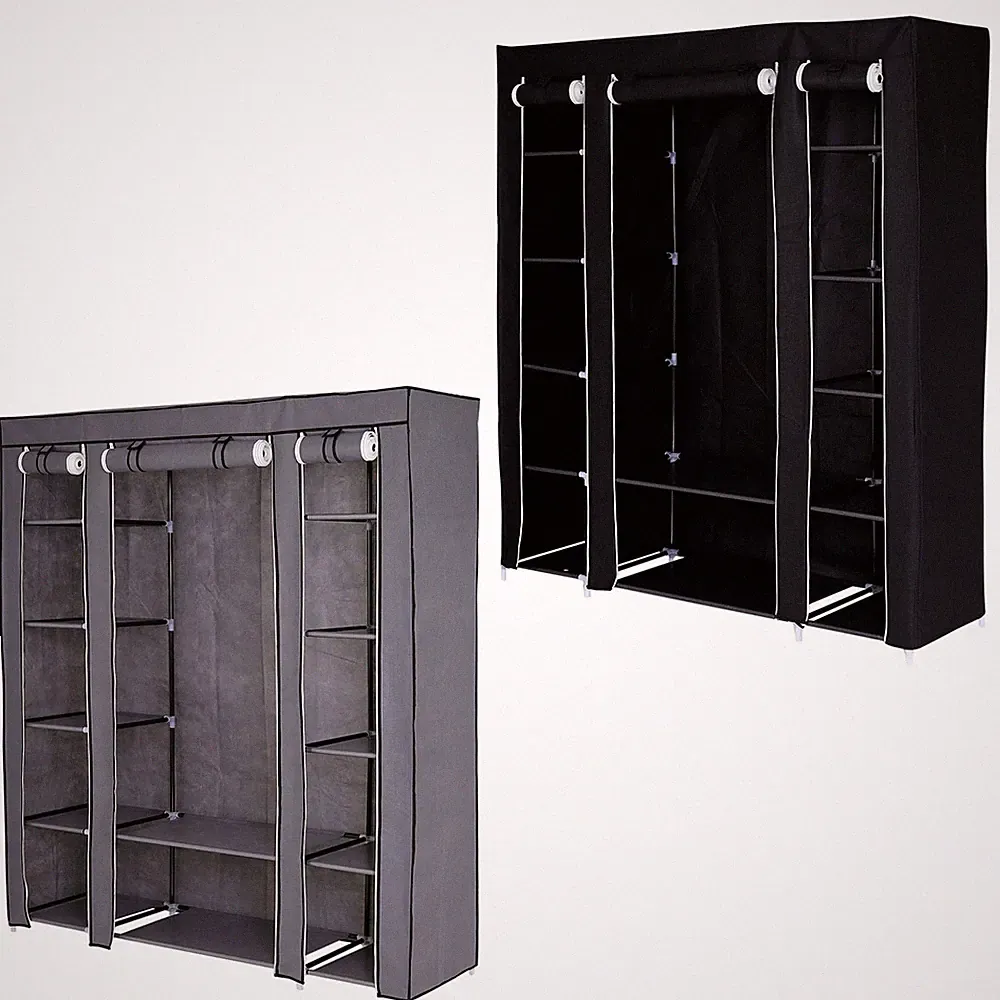 dibea faltbarer Stoff-Kleiderschrank mit Vliesbezug 175x150x45 cm 2 Farben