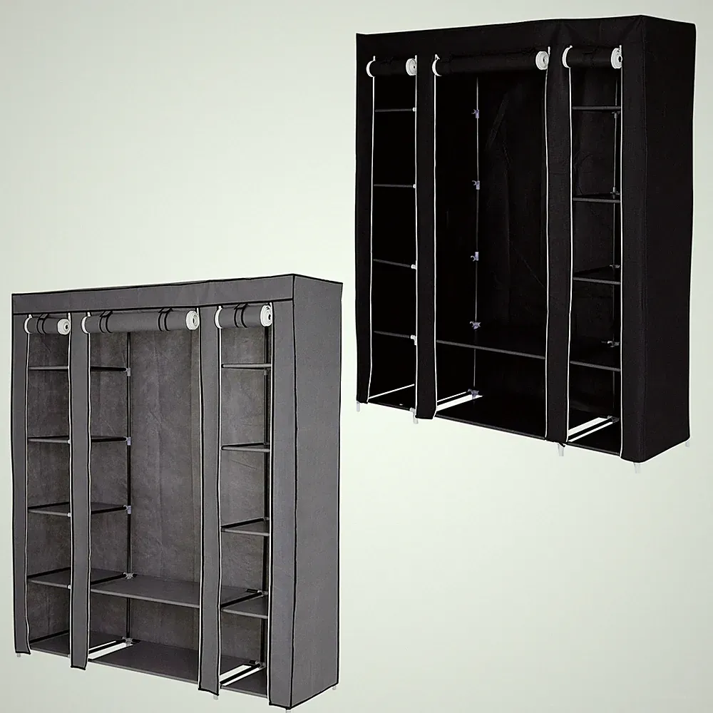 dibea faltbarer Stoff-Kleiderschrank mit Vliesbezug, 175x150x45 cm, 2 Farben