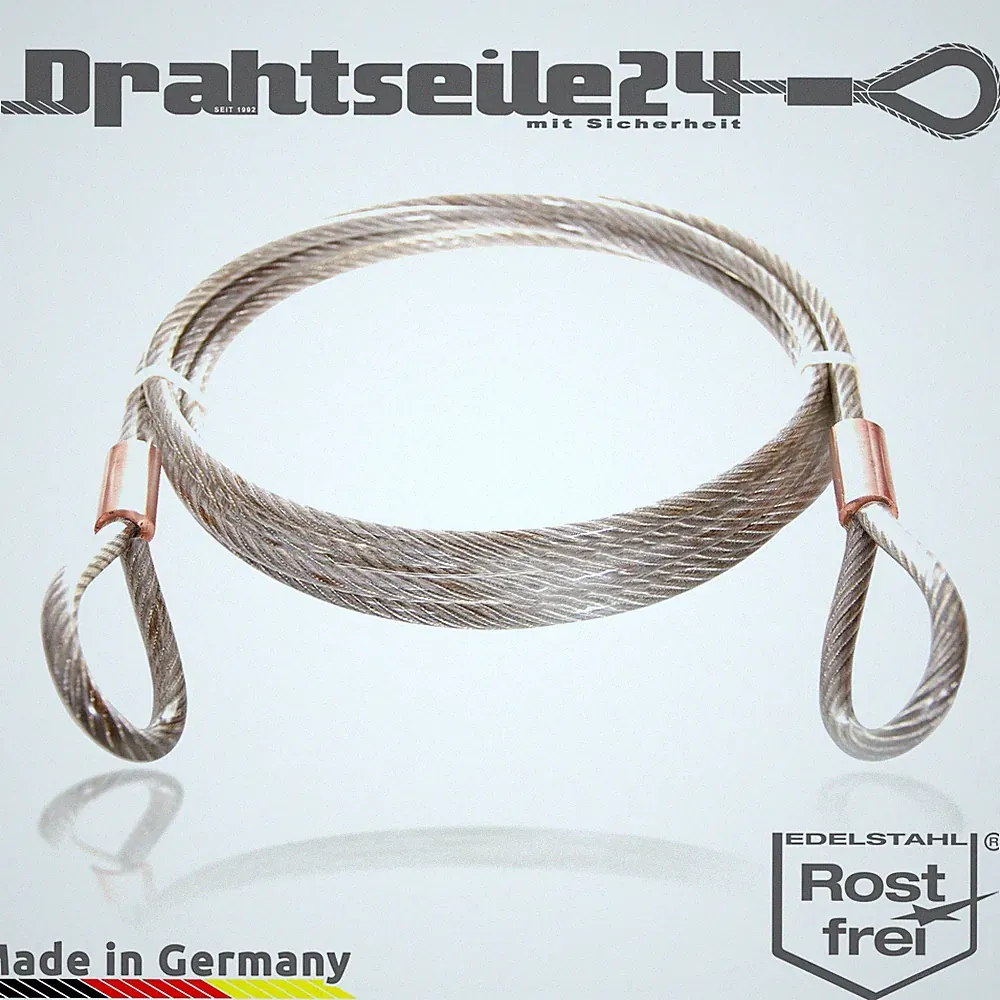 Diebstahlsicherung Gartenmöbel Edelstahl Ummantelt Stahlseil mit Schlaufen Ösen