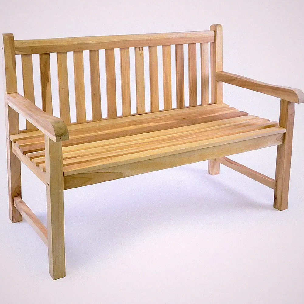 DIVERO 2-Sitzer robuste Gartenbank CATANIA Parkbank massiv Teak Holz natur 120cm