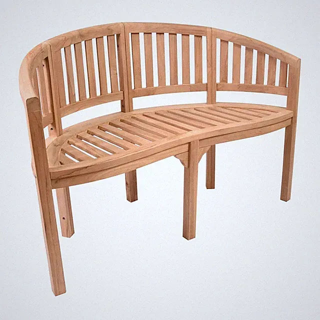 DIVERO Bananenbank 2-Sitzer aus Teak Holz braun behandelt Gartenbank Parkbank
