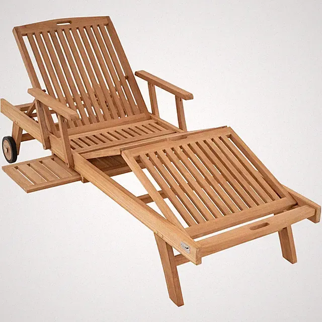 DIVERO Sonnenliege Gartenliege Liegestuhl inkl. Räder+Tablett Teakholz behandelt