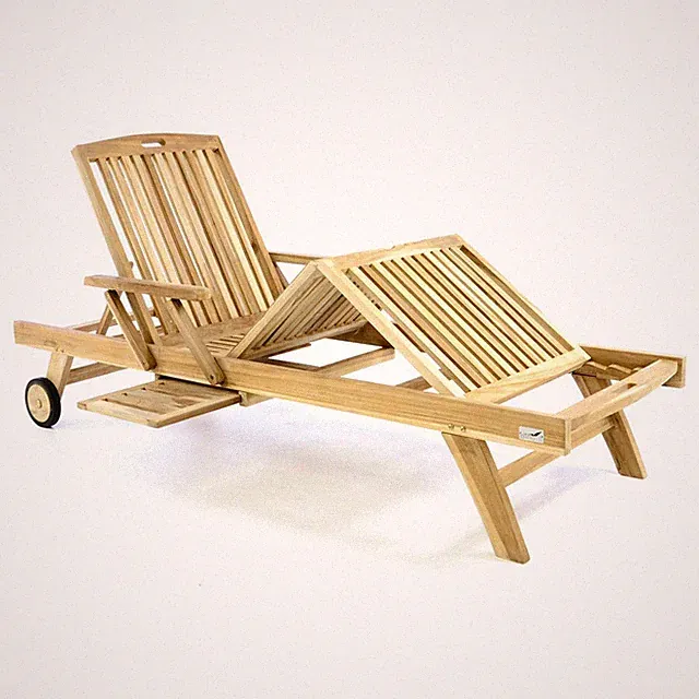 DIVERO Sonnenliege Gartenliege Liegestuhl inkl. Räder+Tablett Teakholz natur