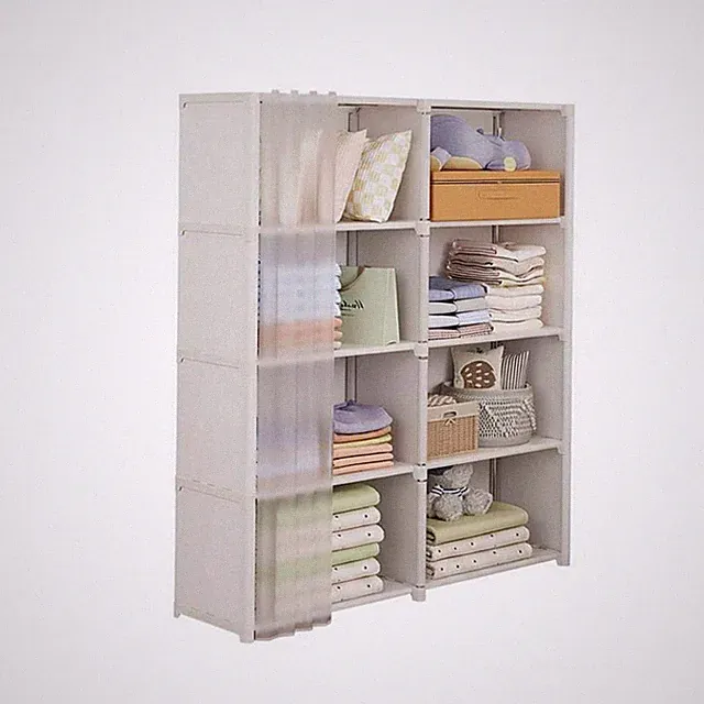 DIY Kleiderschrank platzsparend Kleiderregal mit Vorhang leicht für