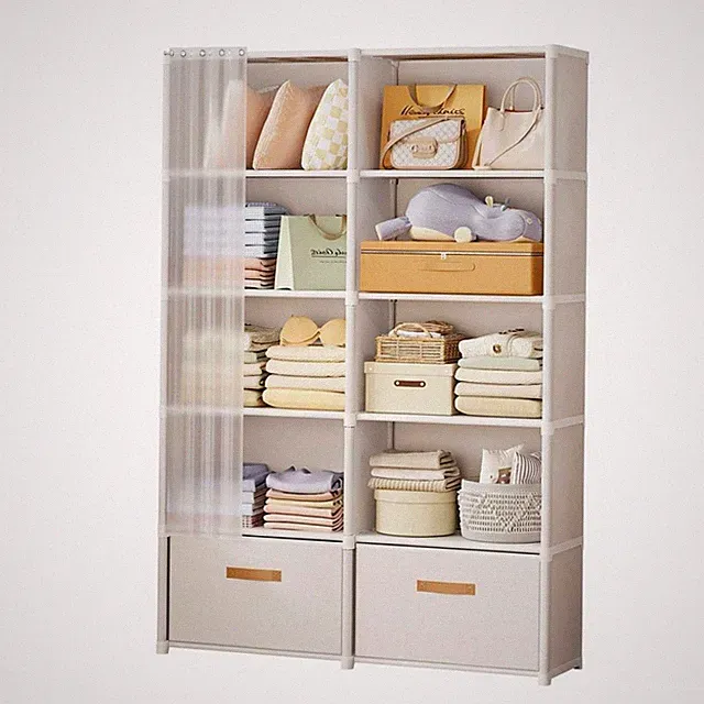 DIY Kleiderschrank platzsparend Kleiderregal mit Vorhang leicht für Mietwohnung