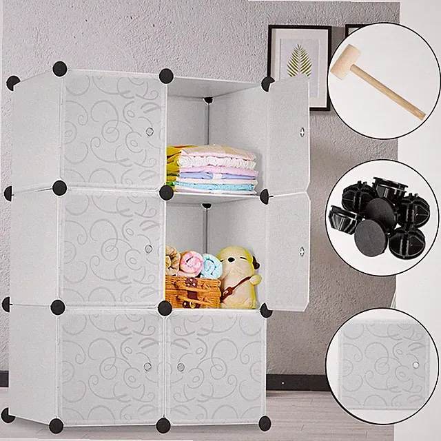 DIY Kleiderschrank Steckregal mit Tür Schuhregal Garderobe Badregal Regalsystem