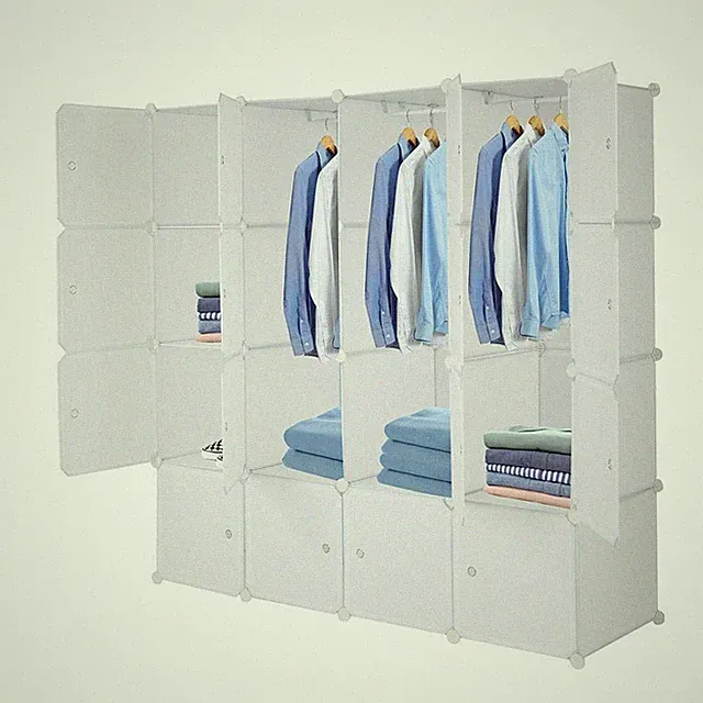 DIY Kleiderschrank Steckregal mit Türen Regalsystem Steckschrank Garderobe