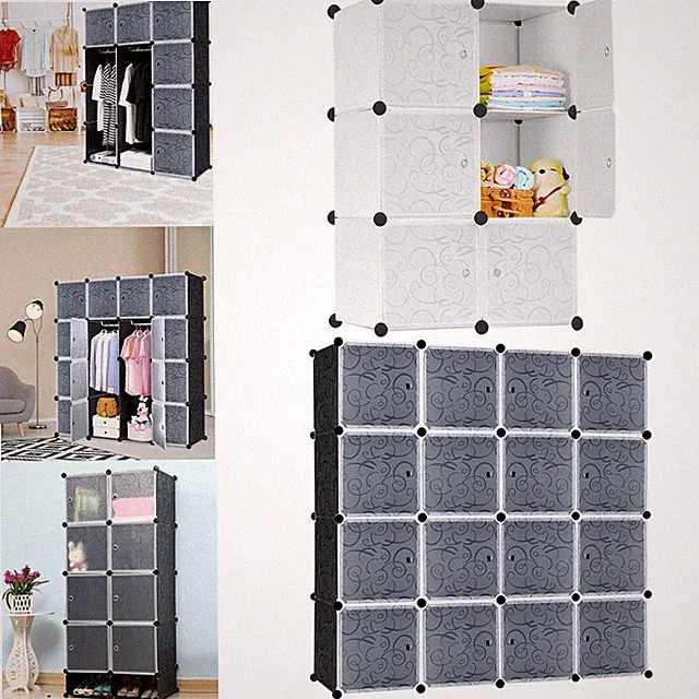 DIY Regalsystem Garderobe Kleiderschrank Schrank Steckregal Schuhschrank Türen