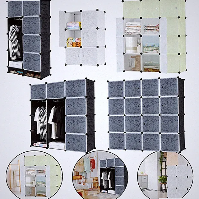 DIY Regalsystem Garderobe Kleiderschrank Schrank Steckregal Schuhschrank Türen