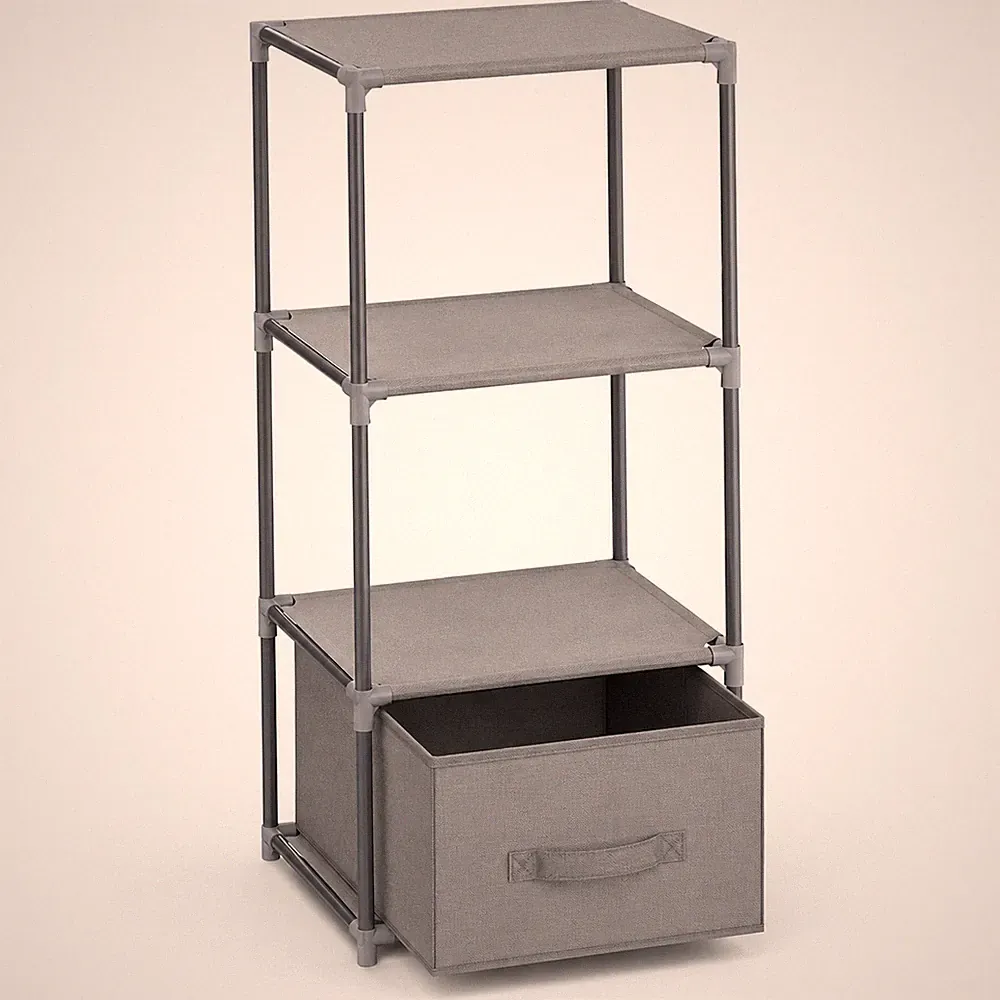 Domopak Living Regal 3 Fächer Box 43x28x95 cm Grau Aufbewahrungsregal Schrank