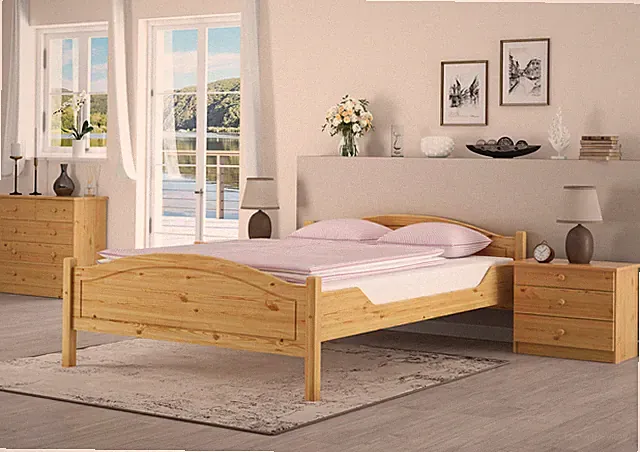 Doppelbett 140x200 Kieferbett Massivholz Ehebett Französisches Bett