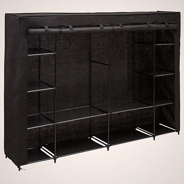 Doppelte Textilkleiderschrank DRESSY mit 2 Regalen, 230 x 45 x 165 cm